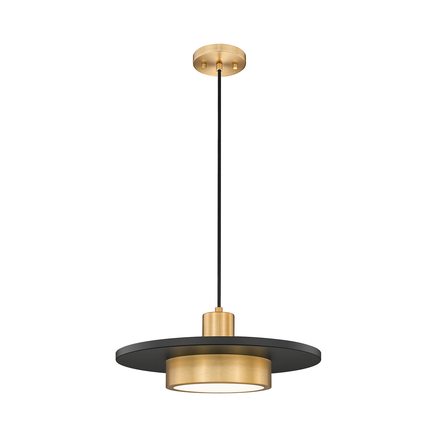 Ludo LED Pendant Light in Matte Black/Modern Gold (16-Inch).