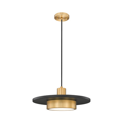 Ludo LED Pendant Light in Matte Black/Modern Gold (16-Inch).