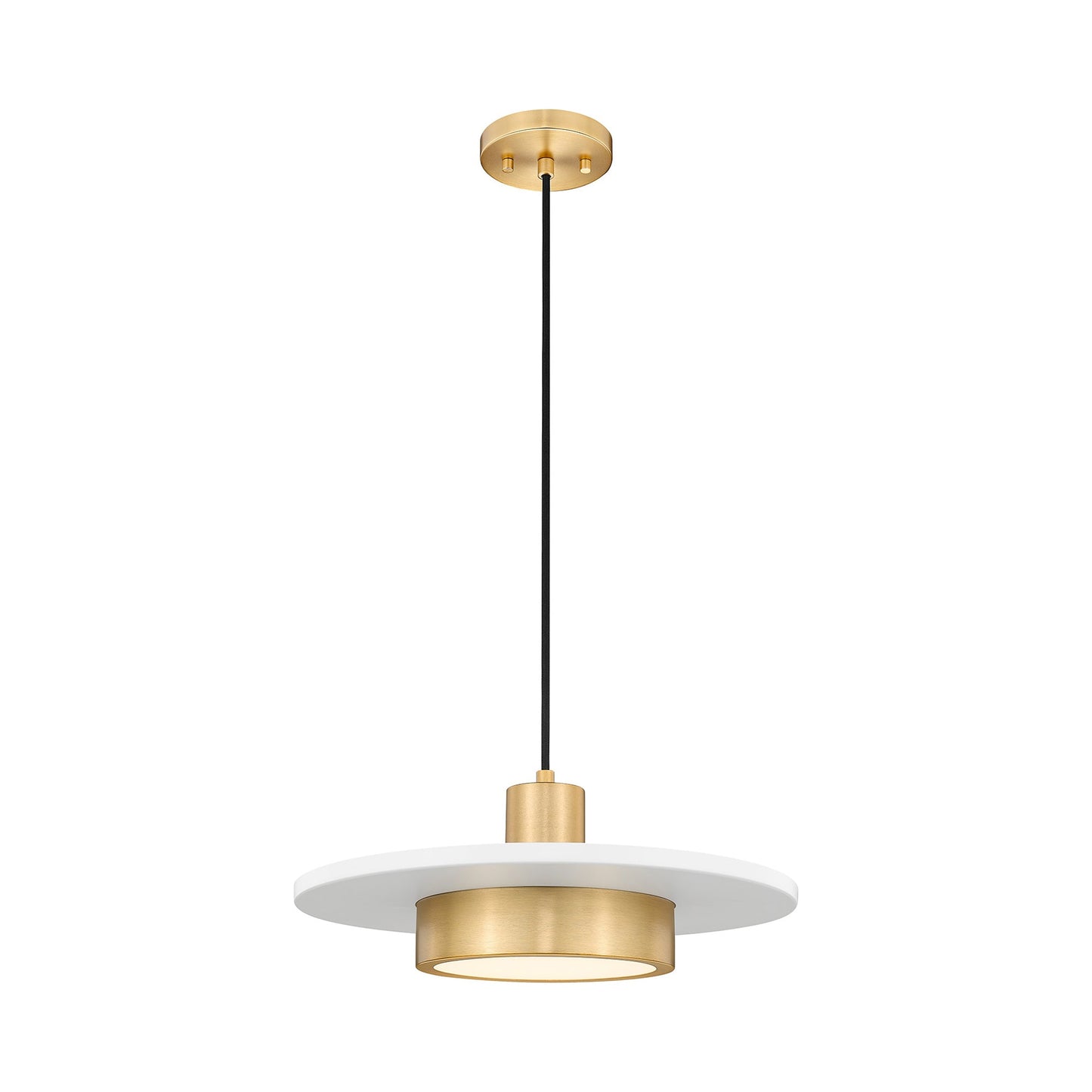 Ludo LED Pendant Light in Matte White/Modern Gold (16-Inch).