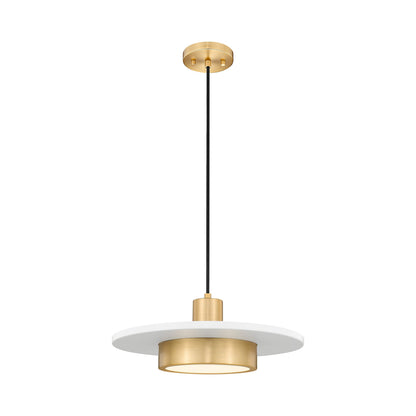 Ludo LED Pendant Light in Matte White/Modern Gold (16-Inch).