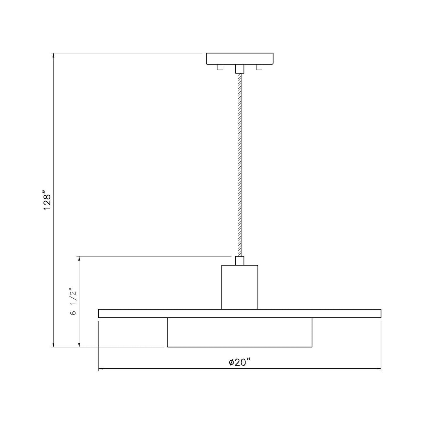 Ludo LED Pendant Light - line drawing.