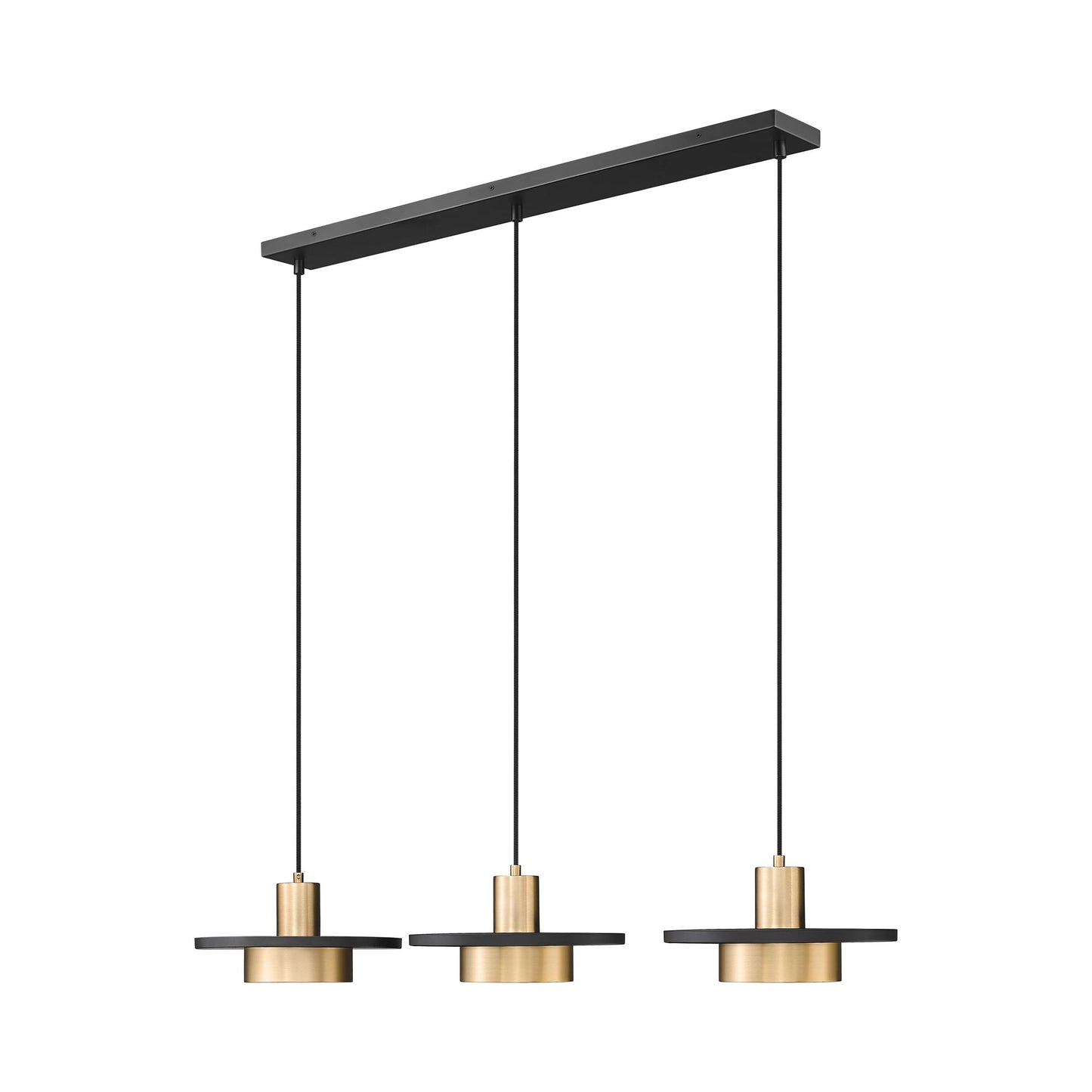 Ludo Linear LED Chandelier in Matte Black/Modern Gold (3-Light).