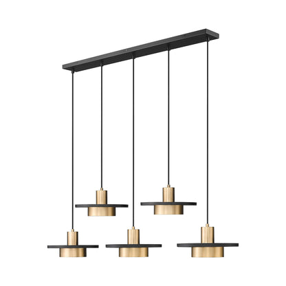 Ludo Linear LED Chandelier in Matte Black/Modern Gold (5-Light).