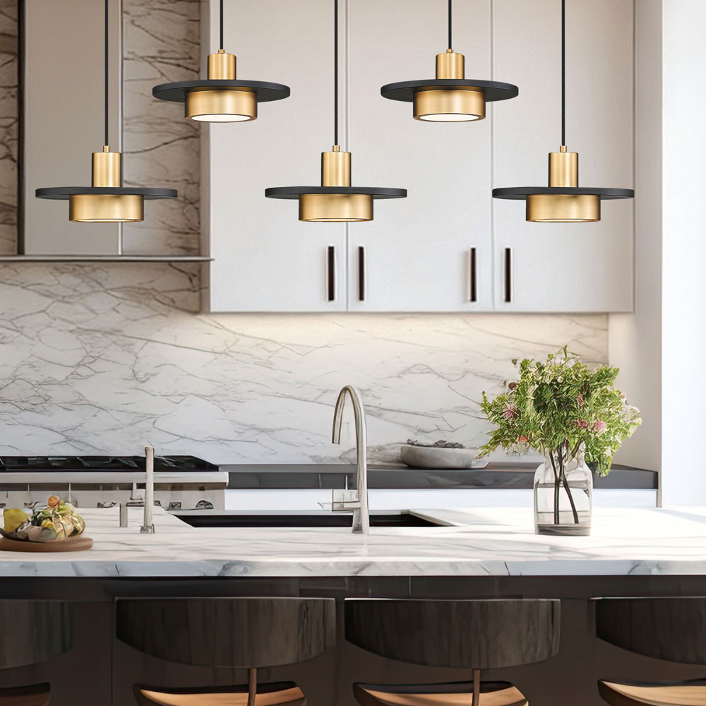 Ludo Linear LED Chandelier in kitchen.