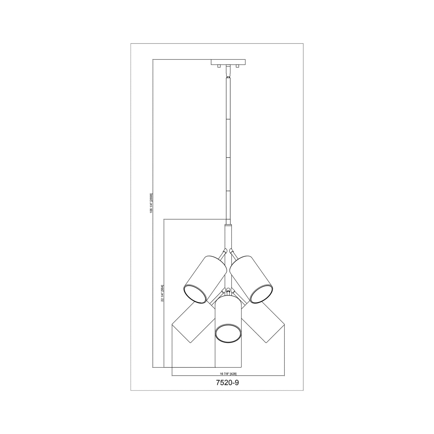 Lumina Chandelier - line drawing.