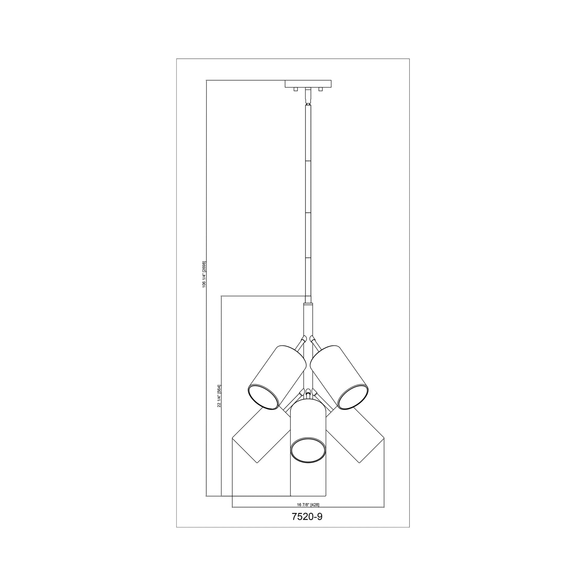 Lumina Chandelier - line drawing.