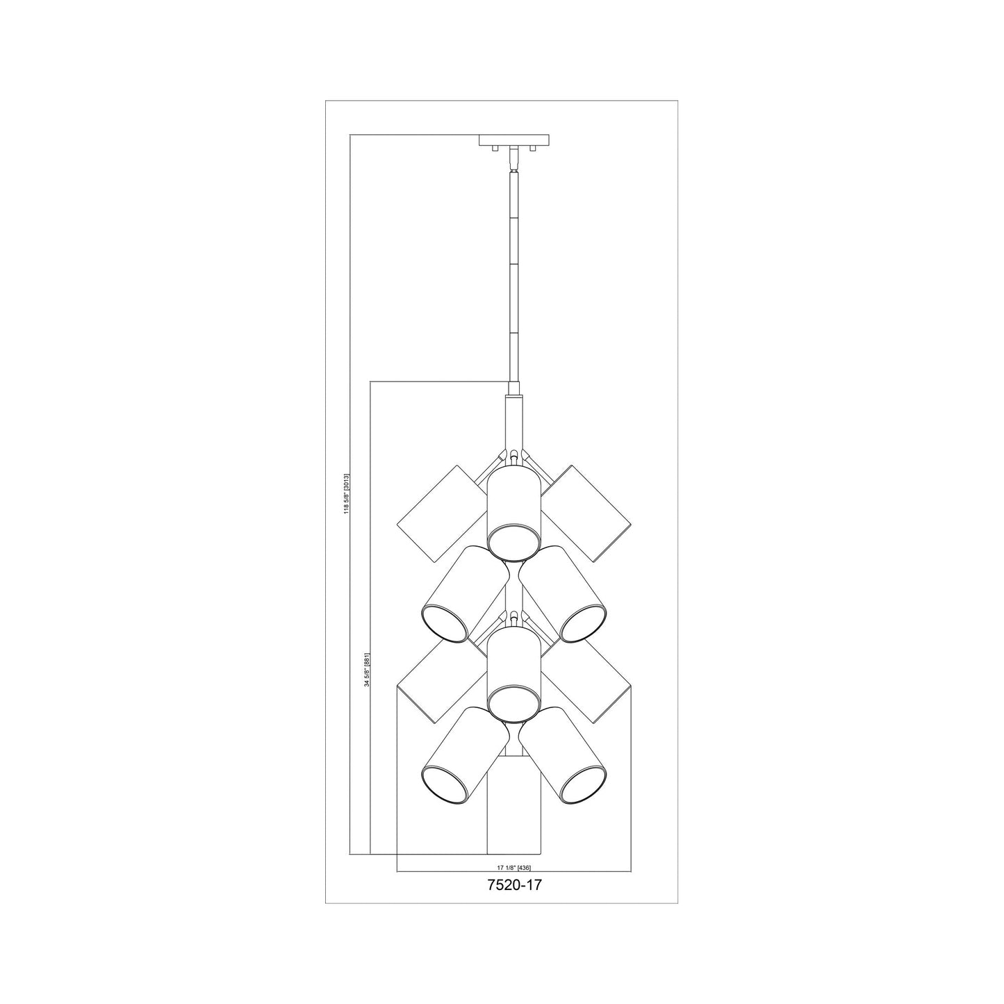 Lumina Chandelier - line drawing.