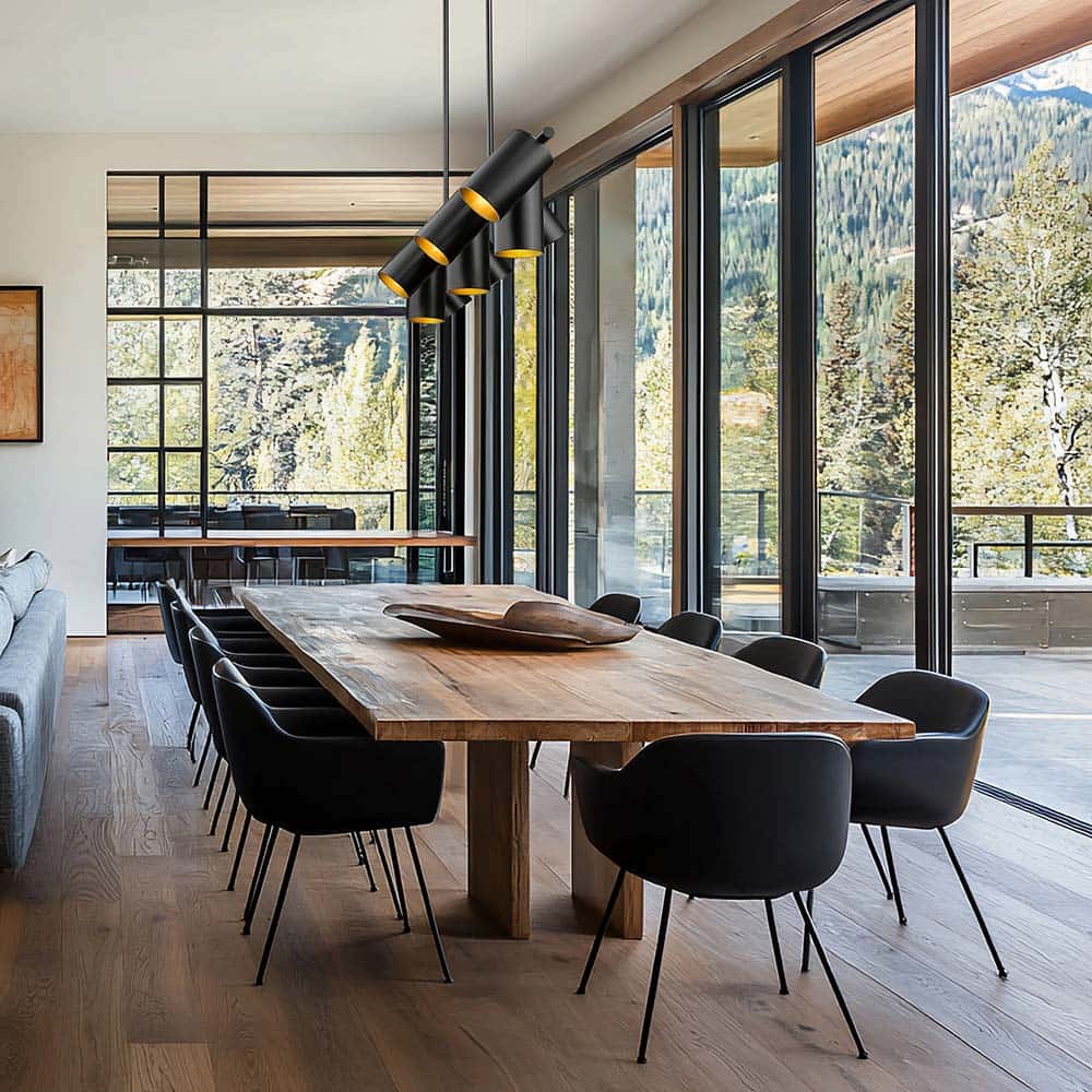 Lumina Linear Chandelier in dining room.