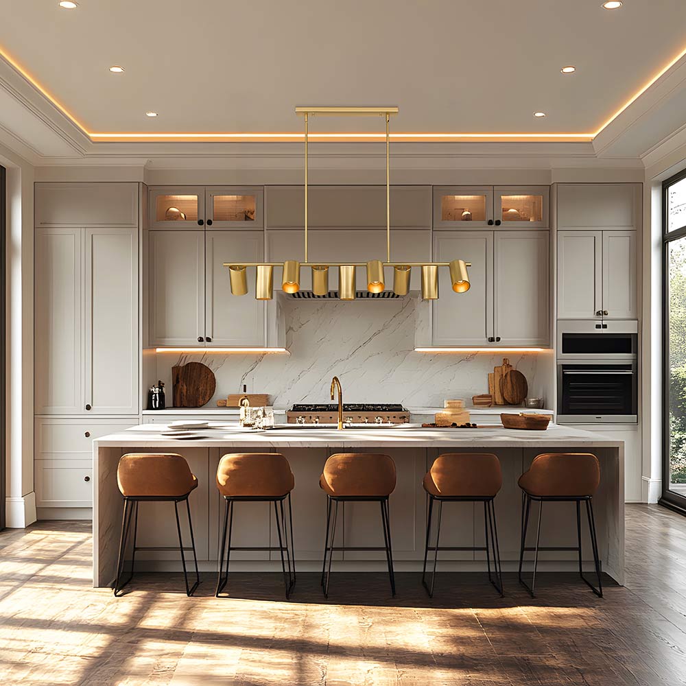 Lumina Linear Chandelier in kitchen.
