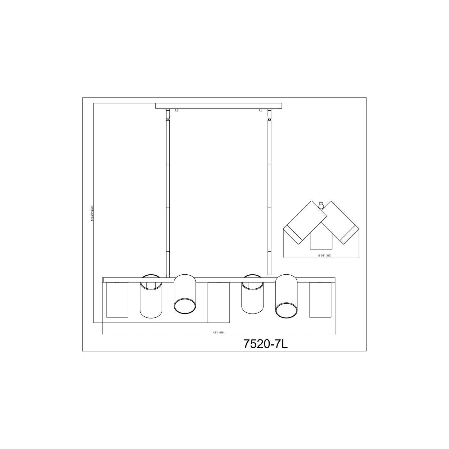 Lumina Linear Chandelier - line drawing.