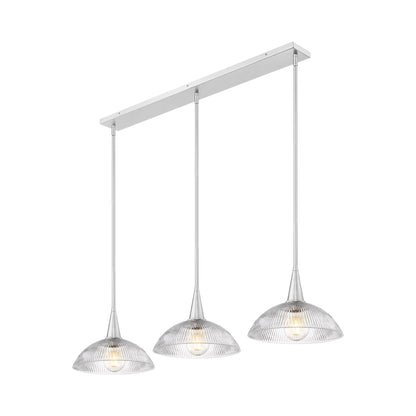 Lunelle Linear Chandelier in Brushed Nickel.