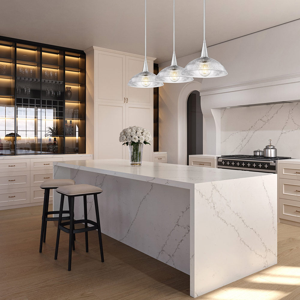 Lunelle Linear Chandelier in kitchen.