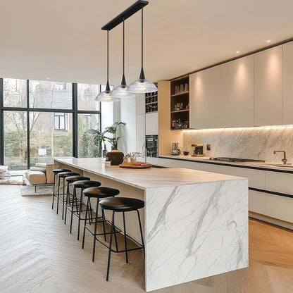 Lunelle Linear Chandelier in kitchen.