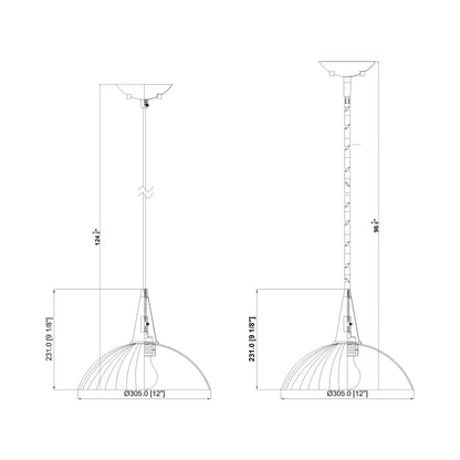Lunelle Pendant Light - line drawing.