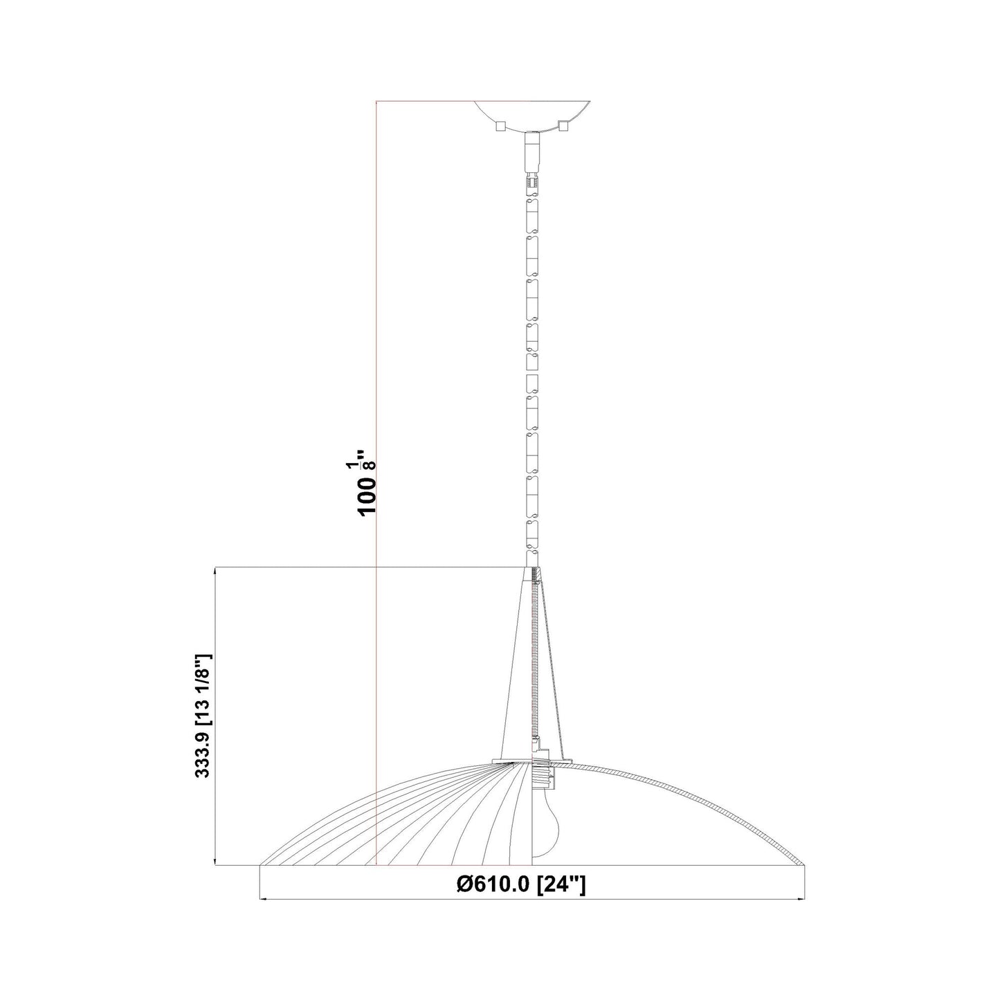 Lunelle Pendant Light - line drawing.