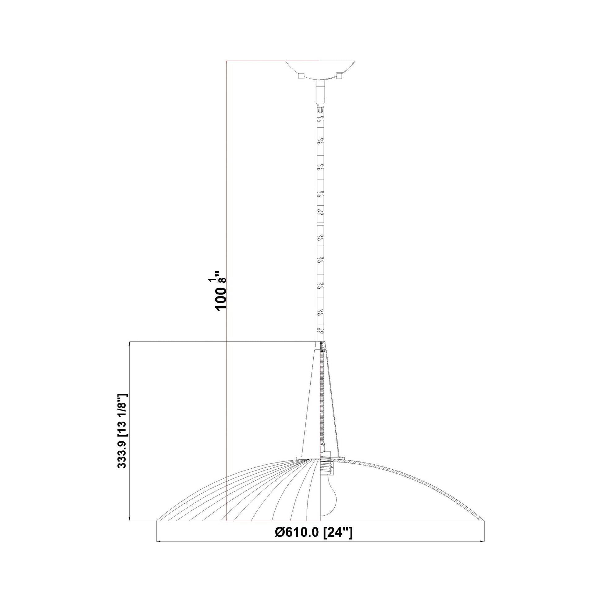 Lunelle Pendant Light - line drawing.