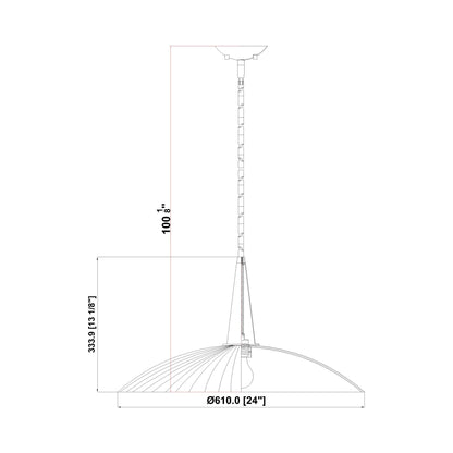 Lunelle Pendant Light - line drawing.