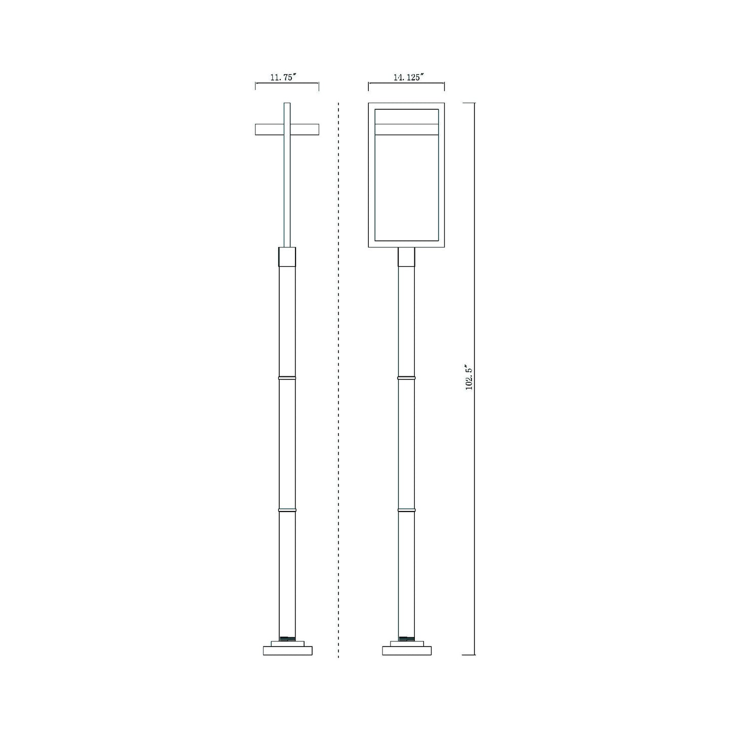 Luttrel 567P Outdoor LED Post Light - line drawing.
