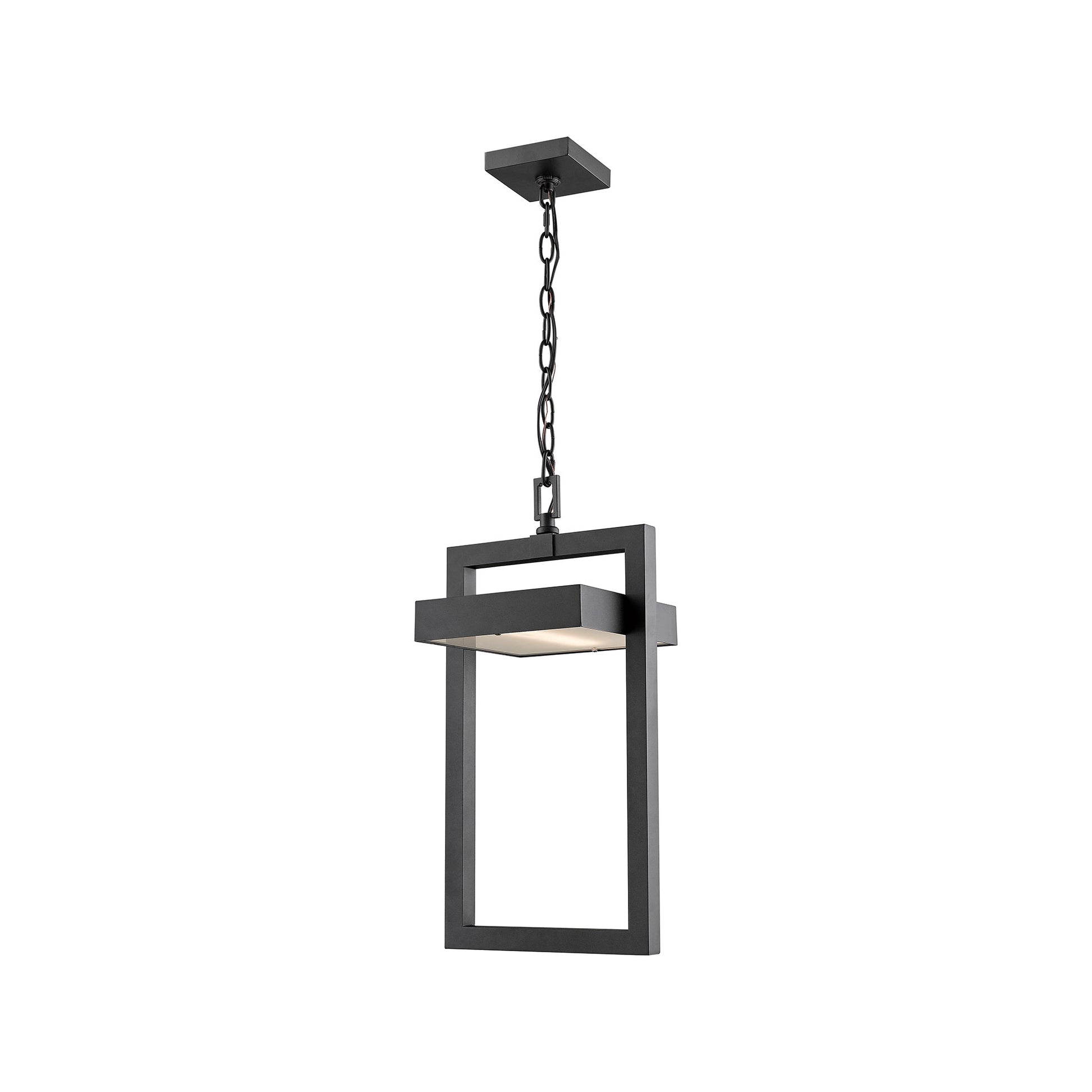 Luttrel Outdoor LED Pendant Light in Black (18-Inch).