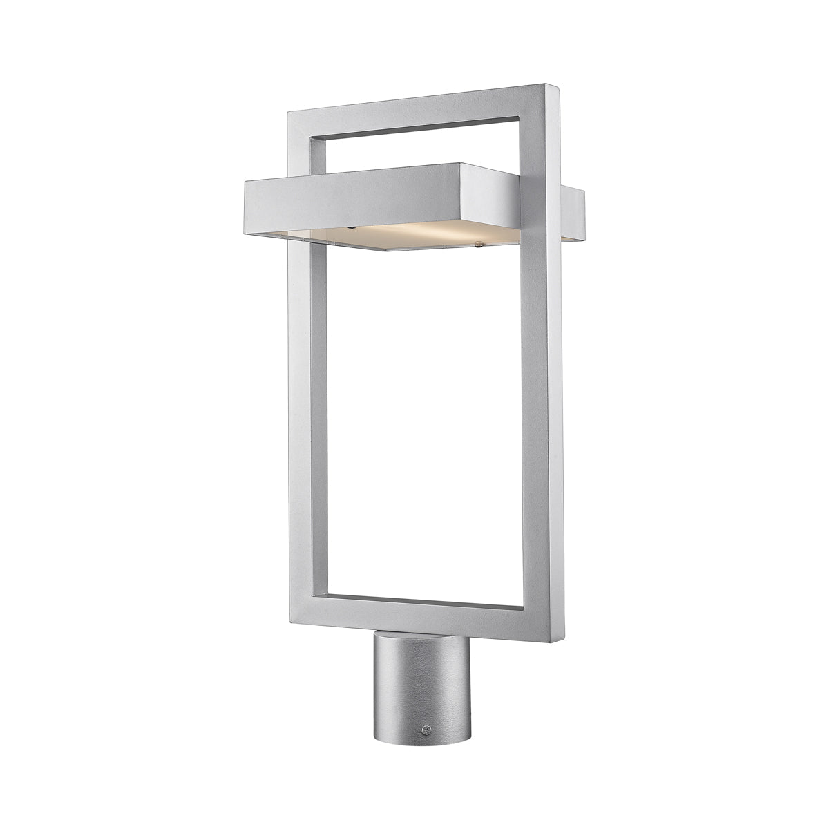 Luttrel Outdoor LED Post Light in Silver/Frosted (Round Post Mount).