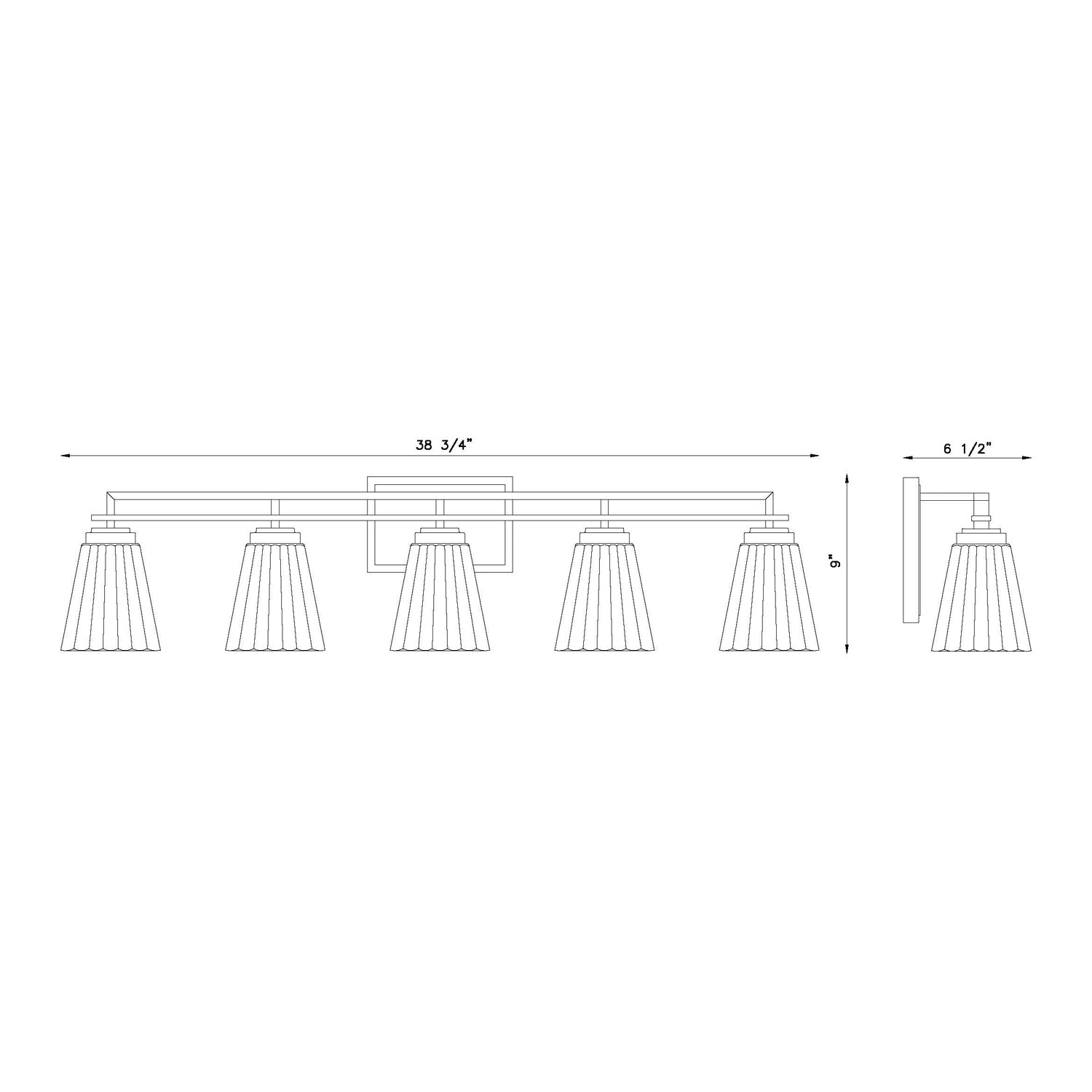 Lyna Bath Vanity Light - line drawing.