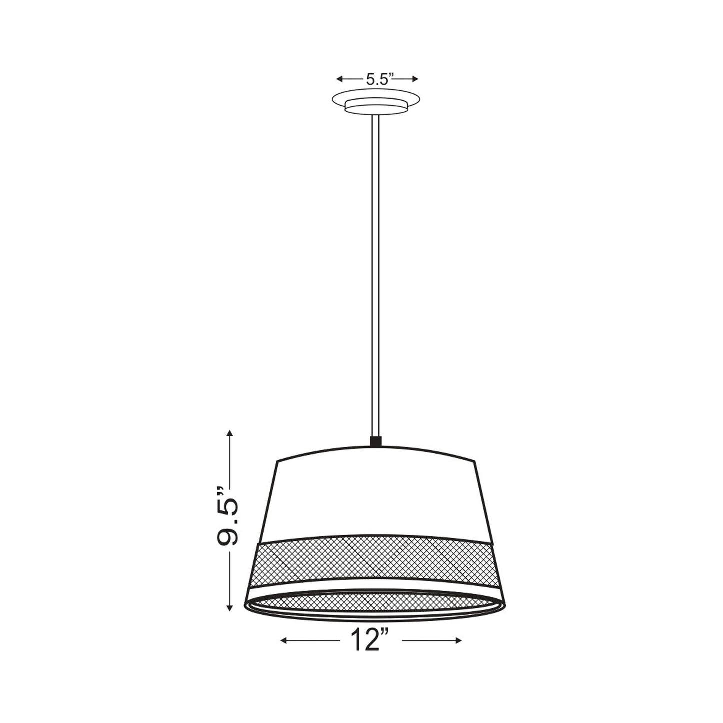Maddox Pendant Light - line drawing.