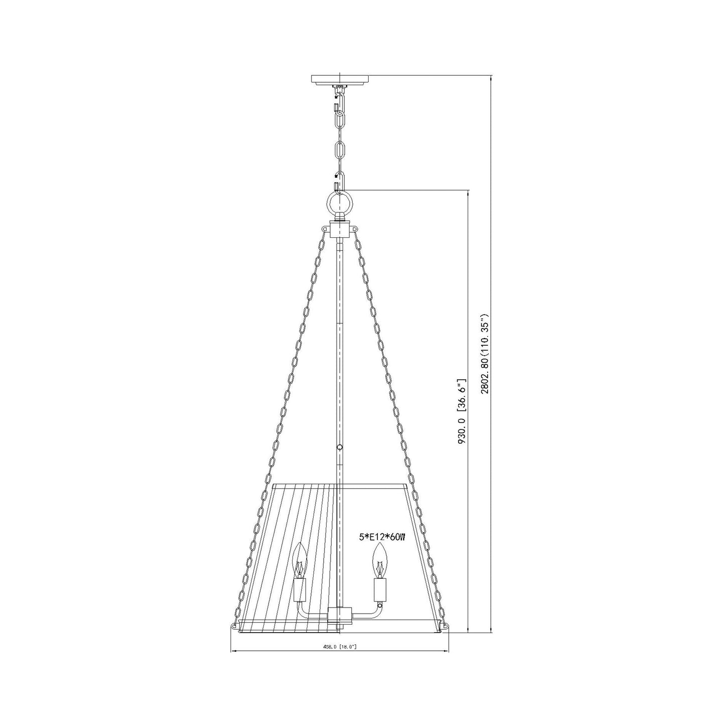 Madeline Pendant Light - line drawing.
