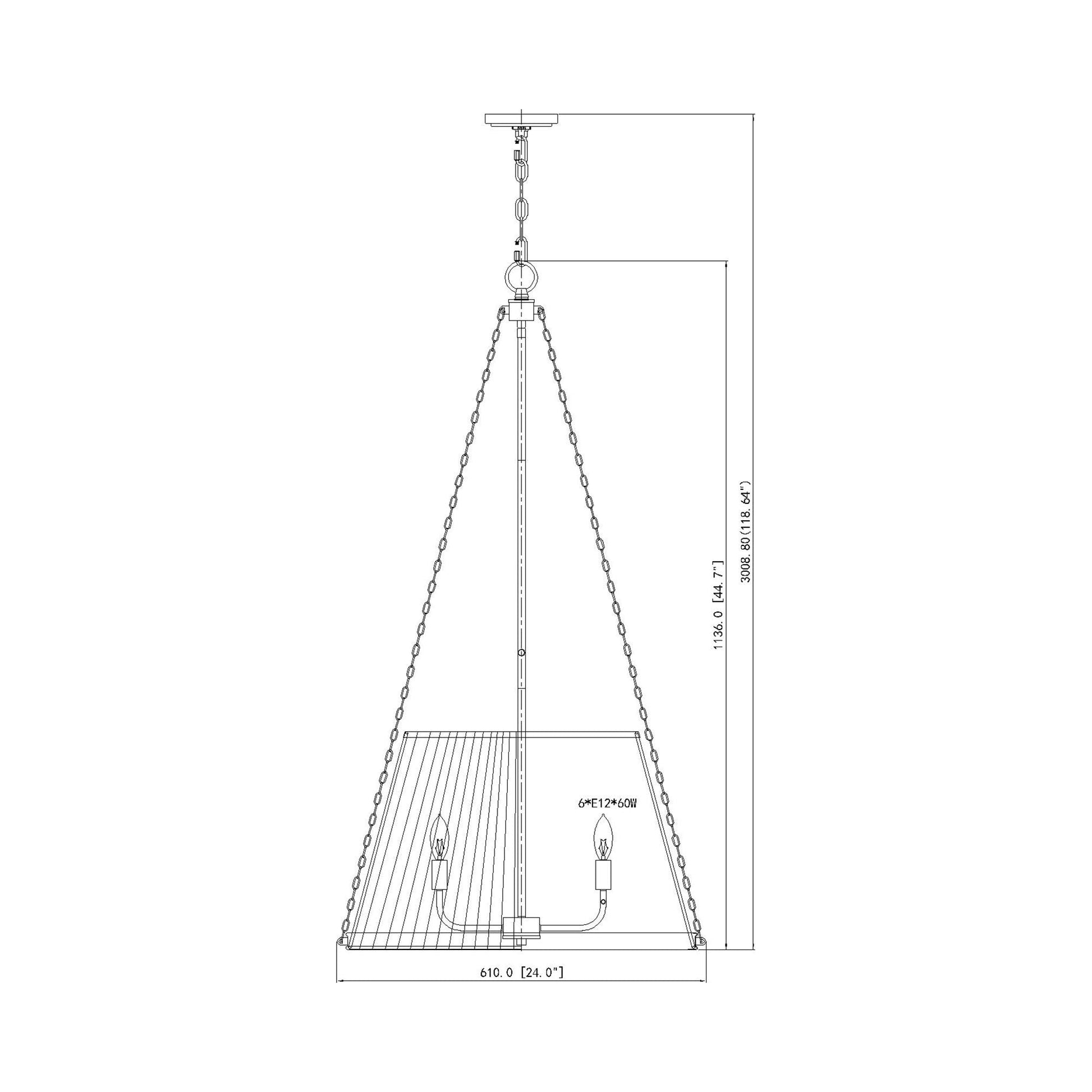 Madeline Pendant Light - line drawing.