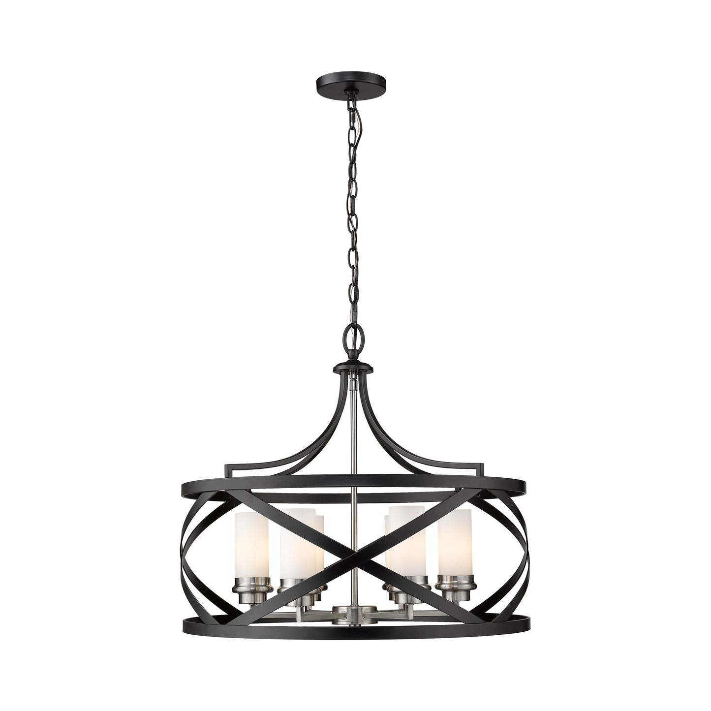 Malcalester Chandelier in Matte Black/Brushed Nickel (6-Light).