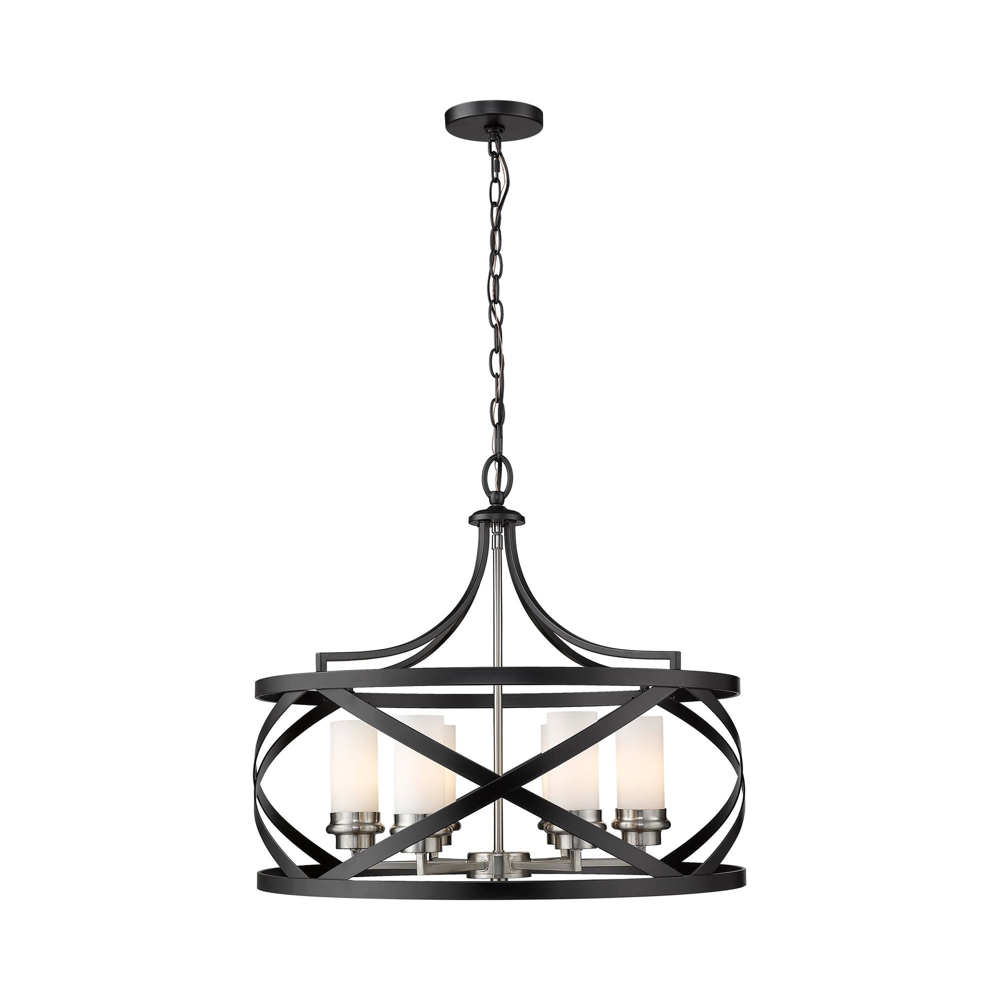 Malcalester Chandelier in Matte Black/Brushed Nickel (6-Light).