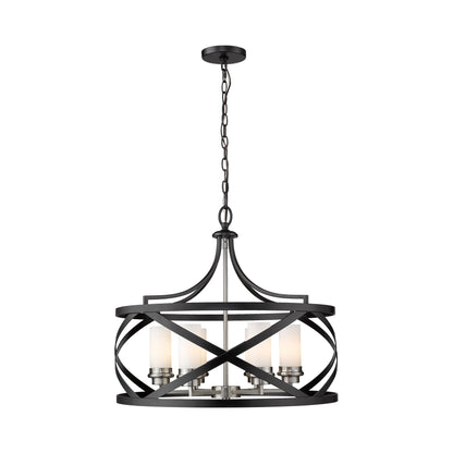 Malcalester Chandelier in Matte Black/Brushed Nickel (6-Light).