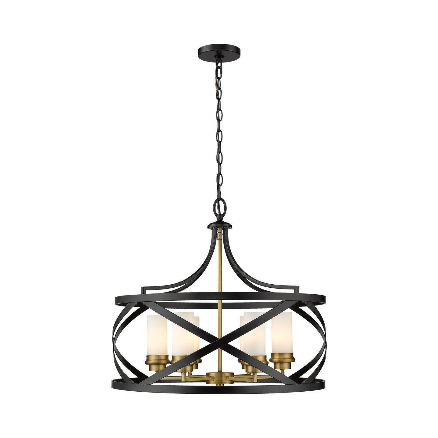 Malcalester Chandelier in Matte Black/Olde Brass (6-Light).