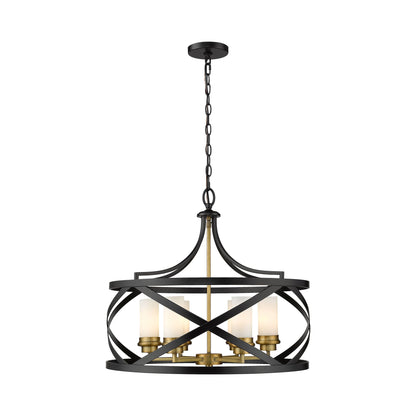 Malcalester Chandelier in Matte Black/Olde Brass (6-Light).