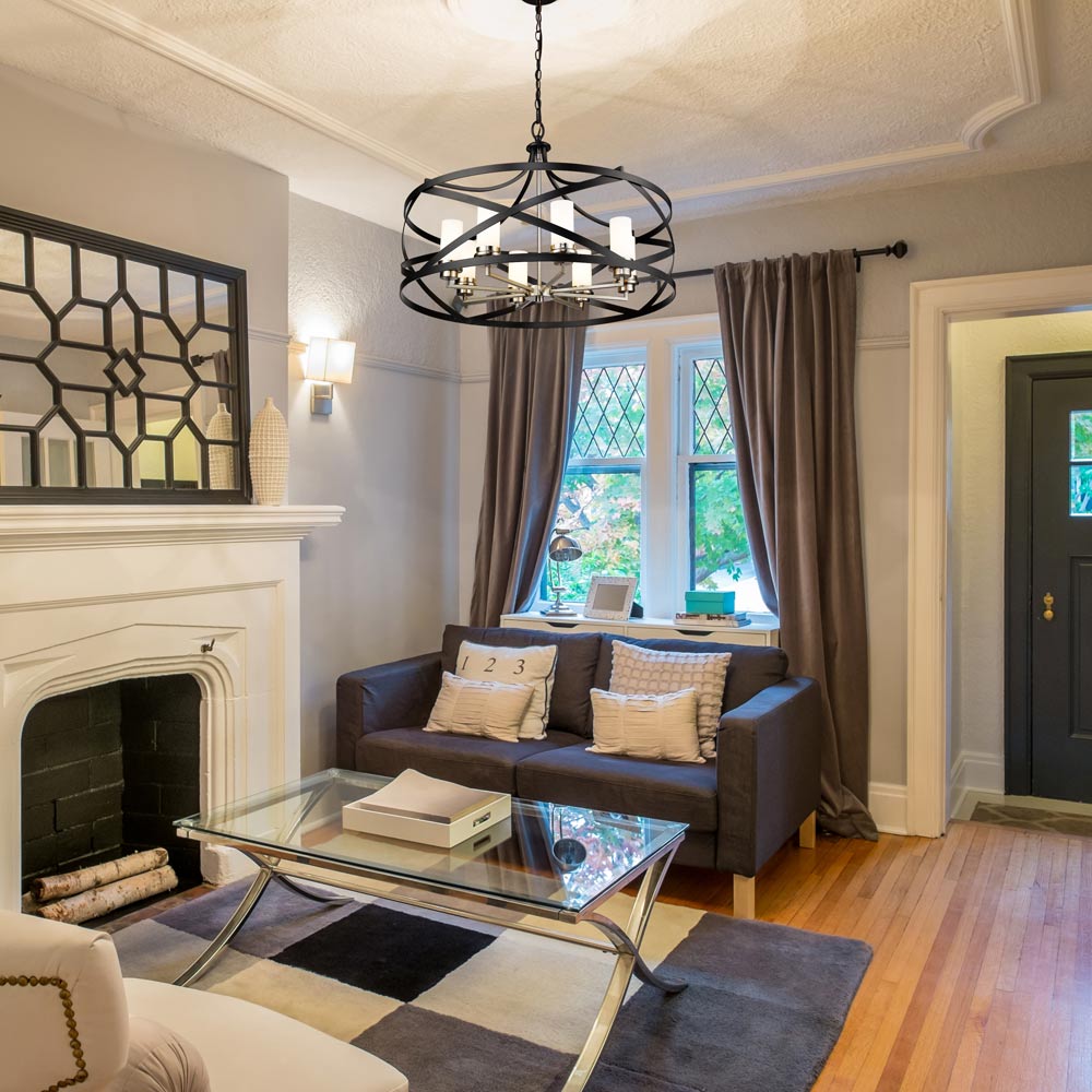 Malcalester Chandelier in living room.