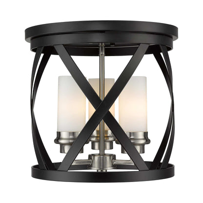 Malcalester Flush Mount Ceiling Light in Matte Black/Brushed Nickel (13-Inch).