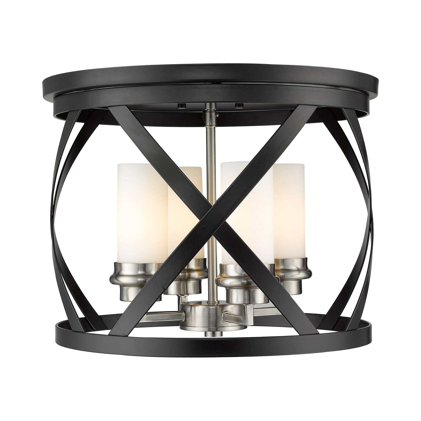 Malcalester Flush Mount Ceiling Light in Matte Black/Brushed Nickel (15.75-Inch).