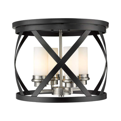 Malcalester Flush Mount Ceiling Light in Matte Black/Brushed Nickel (15.75-Inch).