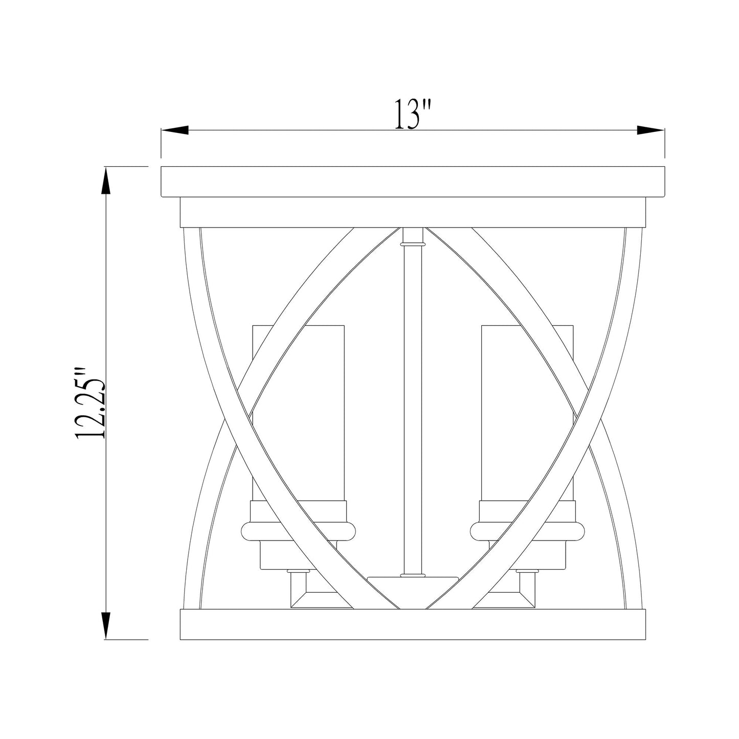 Malcalester Flush Mount Ceiling Light - line drawing.