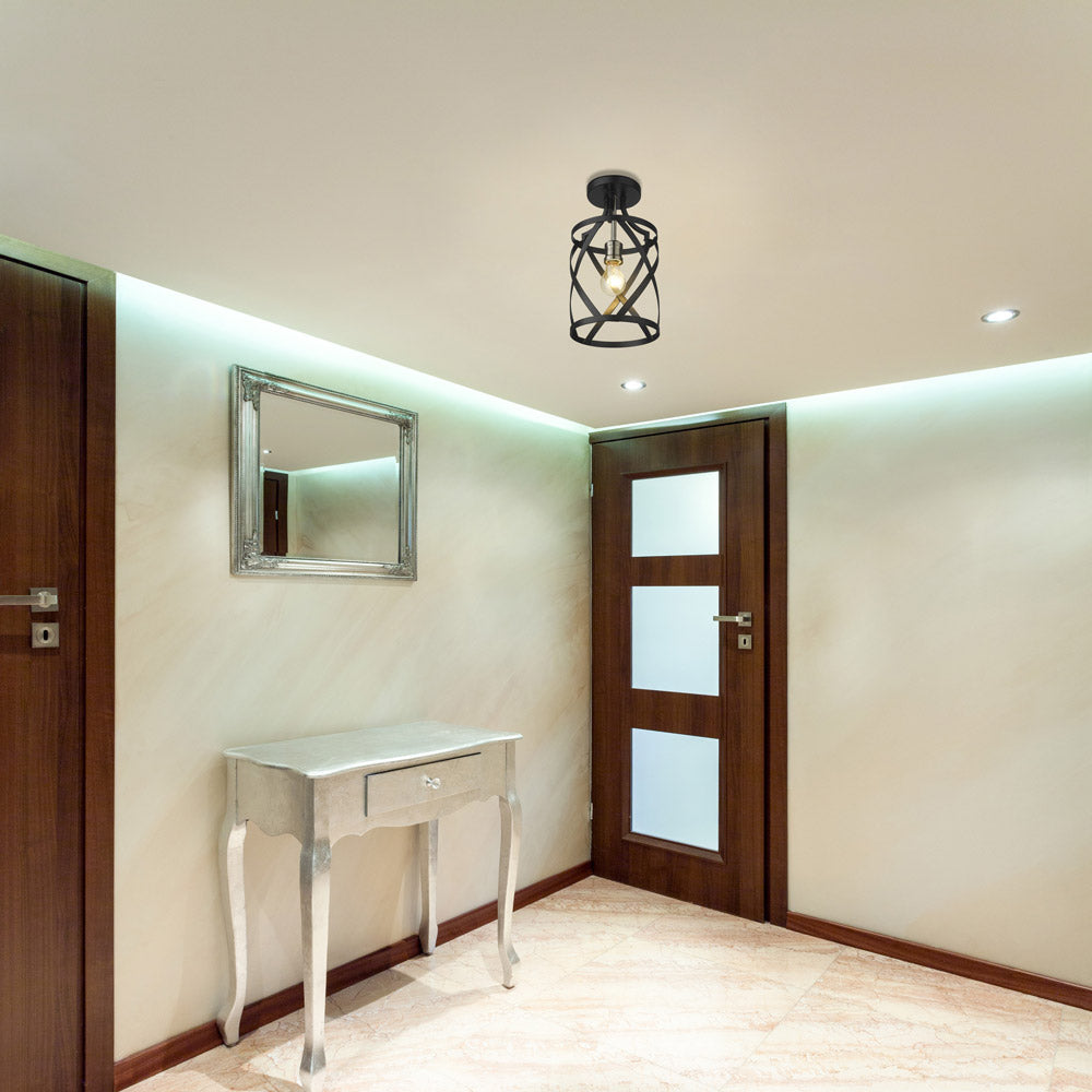Malcalester Semi Flush Mount Ceiling Light in living room.