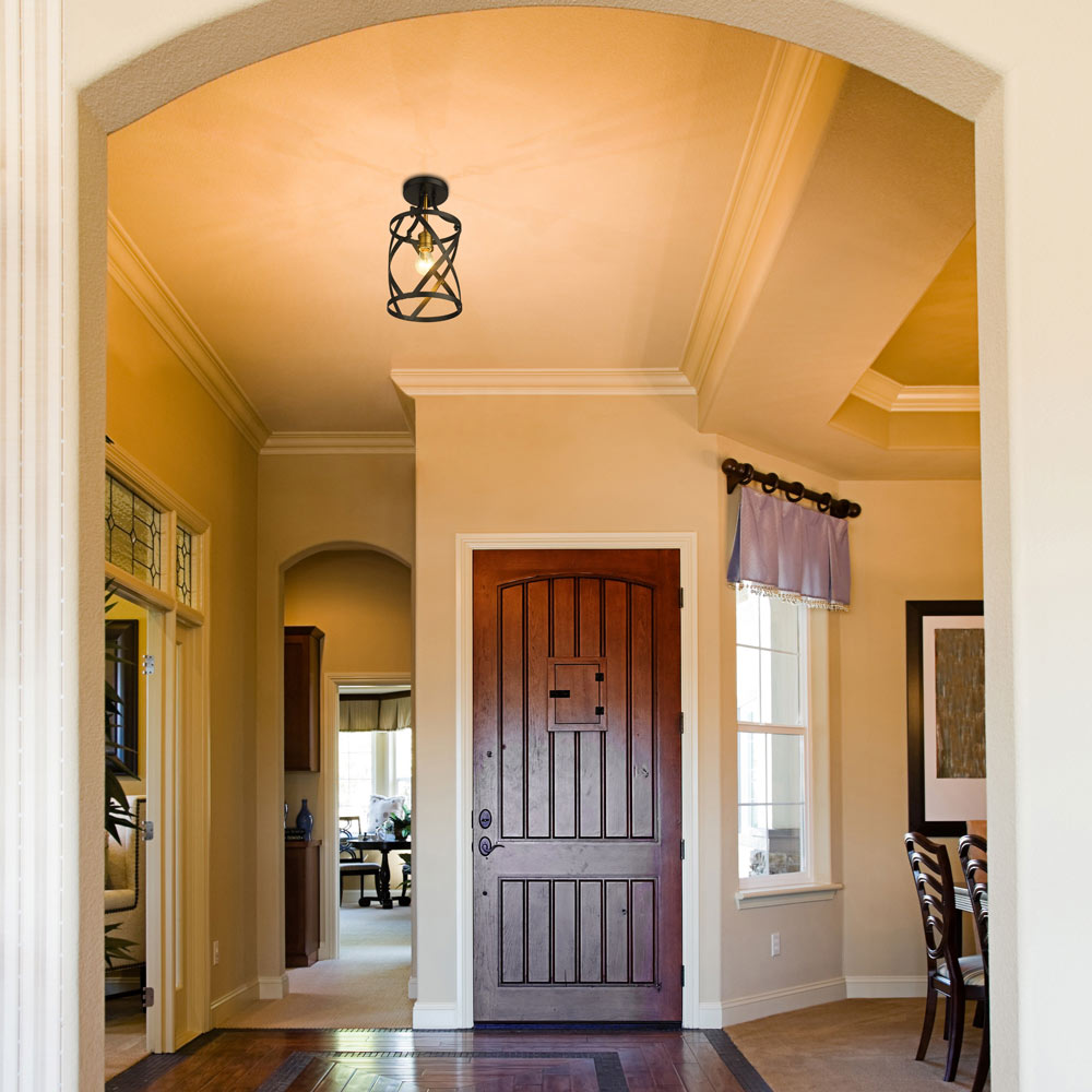 Malcalester Semi Flush Mount Ceiling Light in hallway.