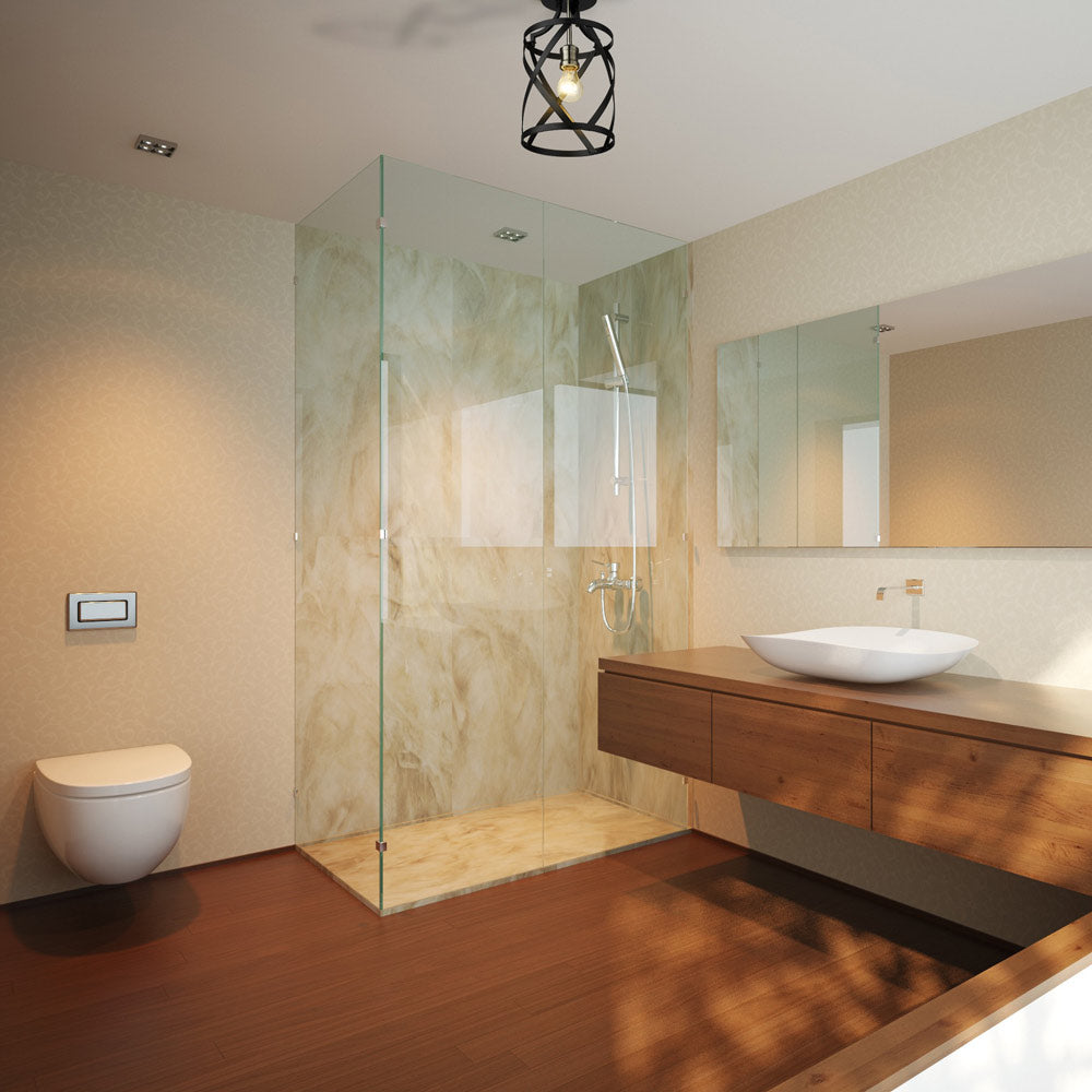 Malcalester Semi Flush Mount Ceiling Light in bathroom.