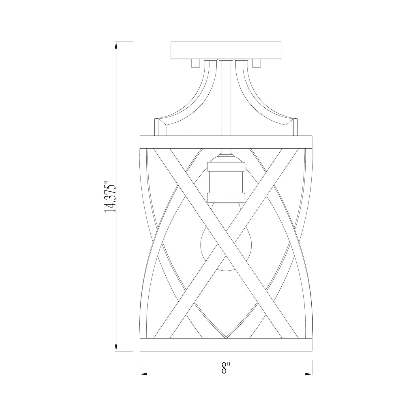 Malcalester Semi Flush Mount Ceiling Light - line drawing.