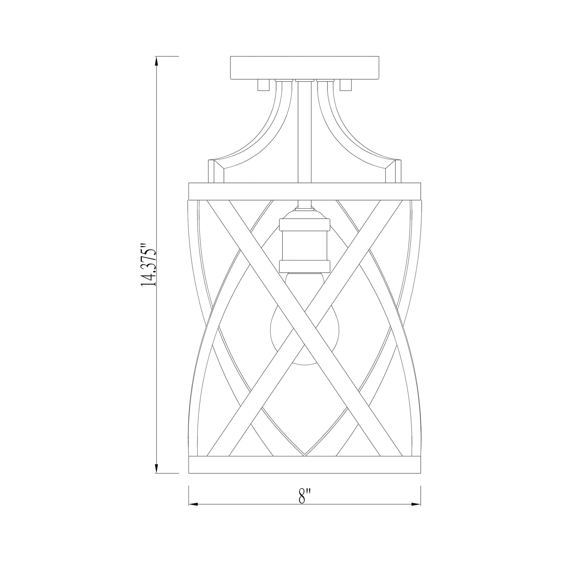 Malcalester Semi Flush Mount Ceiling Light - line drawing.