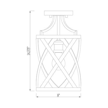 Malcalester Semi Flush Mount Ceiling Light - line drawing.