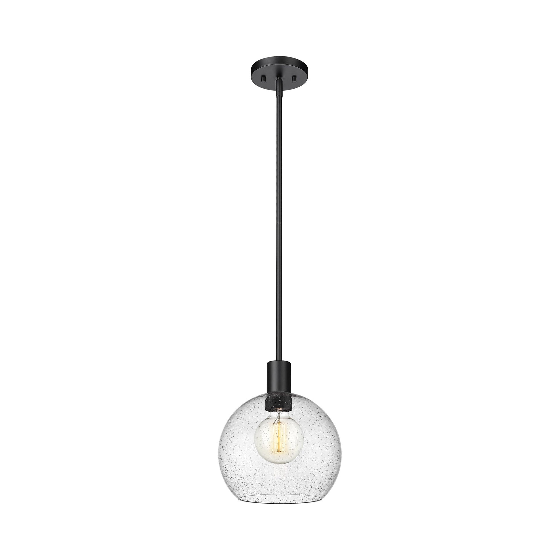 Margo Pendant Light in Matte Black/Clear Seedy (9.75-Inch).