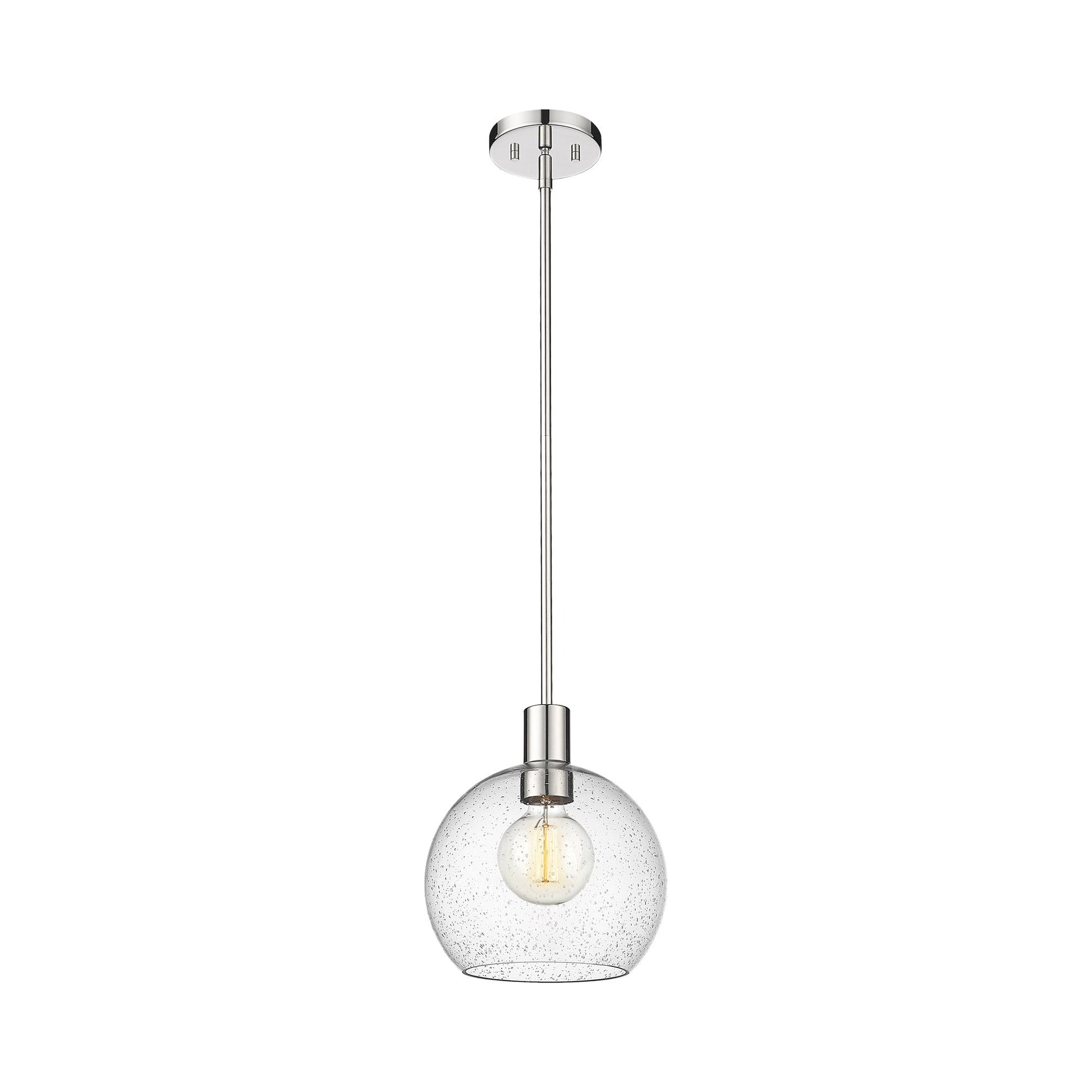 Margo Pendant Light in Polished Nickel/Clear Seedy (9.75-Inch).