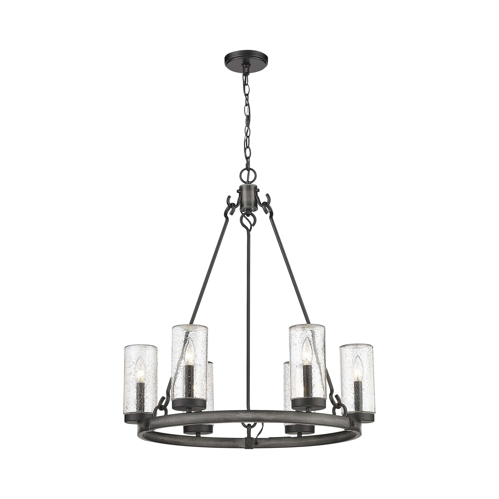 Marlow Outdoor Chandelier in Ashen Barnboard.