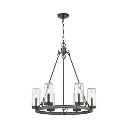 Marlow Outdoor Chandelier in Ashen Barnboard.