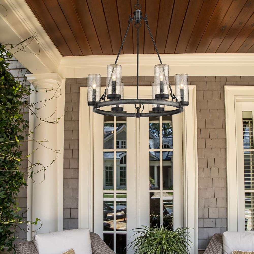 Marlow Outdoor Chandelier in Outside Area.