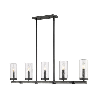 Marlow Outdoor Linear Chandelier in Detail.